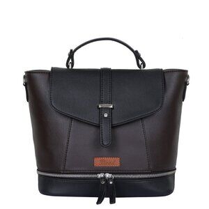 Ladies' Brown Colour Vegan/PU Leather Backpack – Stylish Daypack with Top Handle